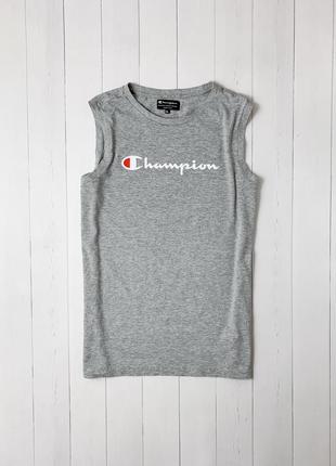 Мужская серая спортивная хлопковая майка футболка champion чемпион. размер l xl