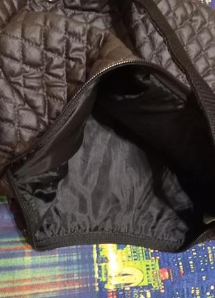 Стёганая сумка сумочка через плечо тканевая большая повседневная из плащёвки плащевки коричневая5 фото