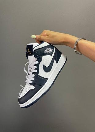 Nike air jordan retro 1 mid “gold obsidian” женские кроссовки найк аир джордан