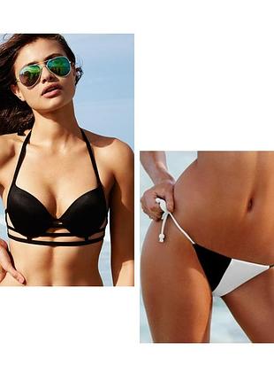 Черно-белый  купальник с push-up victoria's secret