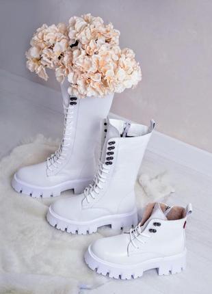 Женские кожаные зимние ботинки берцы на меху (цигейка) military-2410 фото