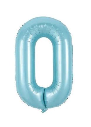 Фольгована цифра 0 ніжно блакитна (baby blue) 70 см