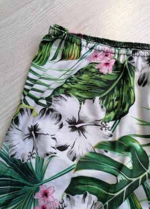 🍀летняя асимметричная юбка в тропический принт ☘️літня спідниця з оборкой3 фото