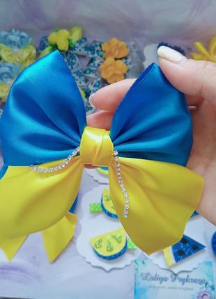 Банти патріотичні, бантики жовто-сині, аксесуари для волосся