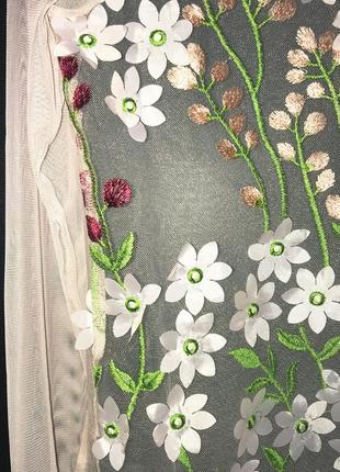 Блуза из сетки с вышивкой из цветов zara4 фото