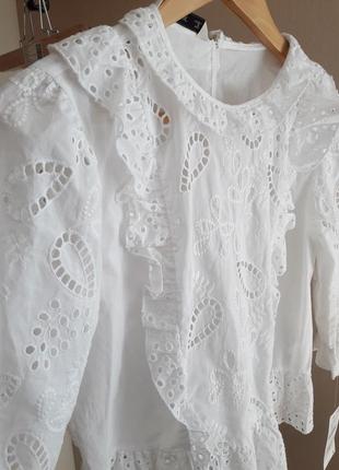 Ажурна біла блузка zara2 фото