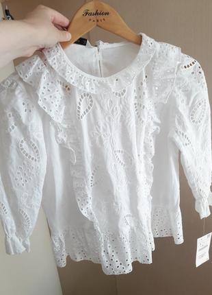Ажурна біла блузка zara3 фото
