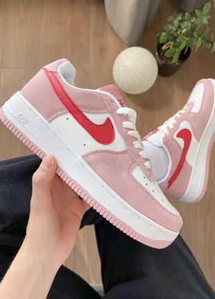 Кроссовки женские nike air force 1 low white/pink  найк