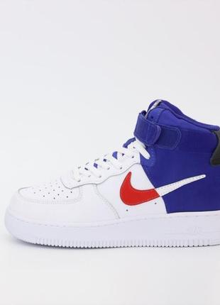 Мужские кроссовки nike air force 1 mid white blue 42-43-445 фото