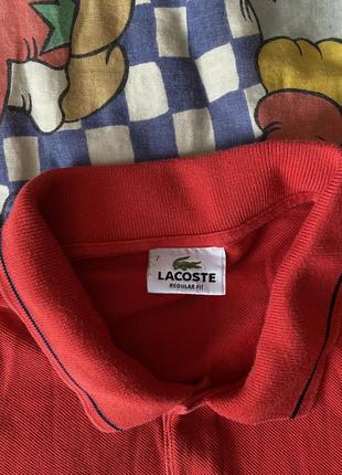 Мужская футболка поло от мирового бренда lacoste с патчем на рукаве6 фото