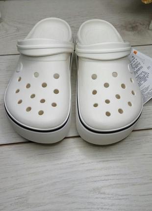 Крокси жіночі crocs crocband platform clog white / white 205434 женские кроксы сабо на платформе3 фото