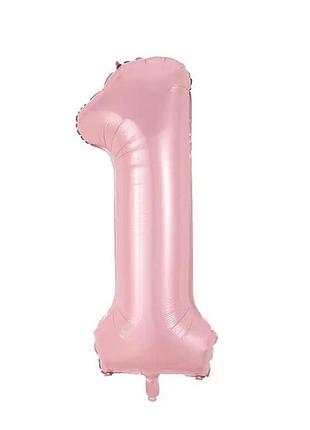 Фольгована цифра 1 ніжно рожева (baby pink) 70 см