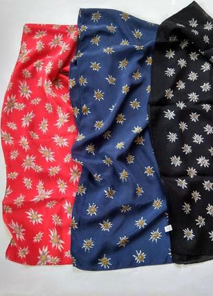 Шикарный шелковый шарф платок с эдельвейсами, made in swiss3 фото