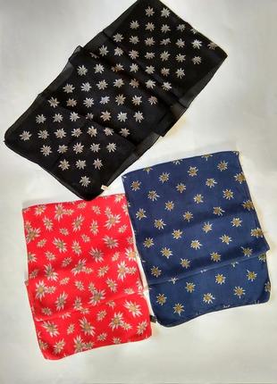 Шикарный шелковый шарф платок с эдельвейсами, made in swiss4 фото