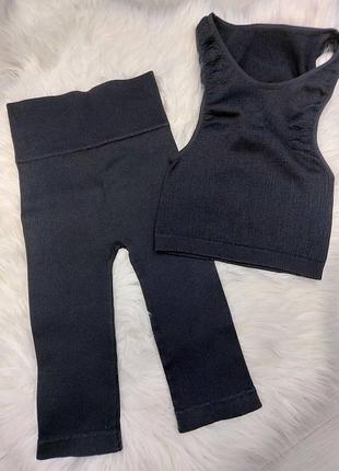 Утягивающие велосипедки в рубчик чёрные