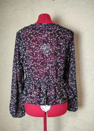 Шифонова блуза топ сорочка блузка з мереживом квітковий принт6 фото