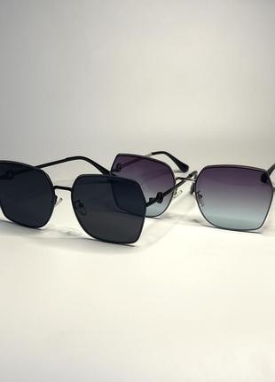 Солнцезащитные женские очки чёрные классика безоправные5 фото