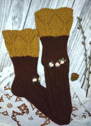 Теплі жіночі шкарпетки - ажурні шкарпетки - ідея для подарунка - вовняні шкарпетки3 фото