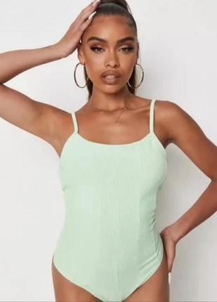 Салатовый крутой боди бикини от missguided. боді бікіні в рубчик