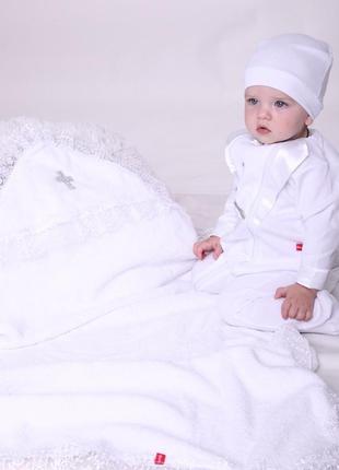 Крестильный комплект для мальчика "крещение + фрак new" белый2 фото