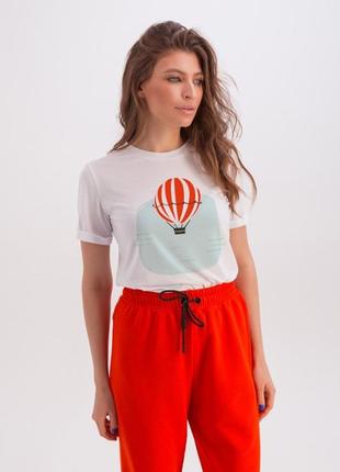Жіноча класична футболка повітряна куля emass, розмір s(42), m(44), l(46), білий