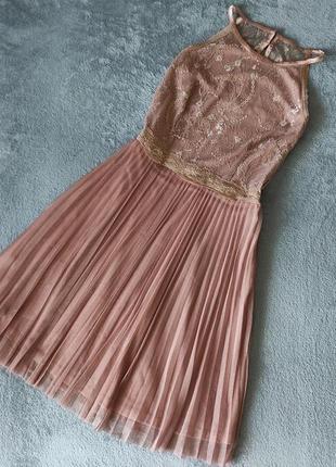 Платье бюст кружево юбка плиссировка oasis1 фото