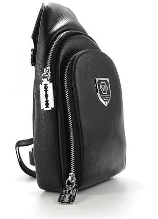 Мужская кожаная сумка рюкзак слинг на одно плечо деловая модная сумочка из натуральной кожи4 фото