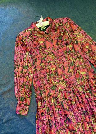 Сукня вінтаж 80-х citilites батал, яркое винтажные платье плиссе