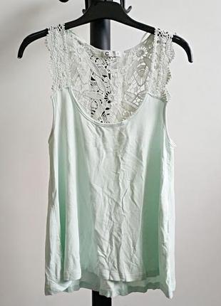 Женский трикотажный топ майка кружево вискоза cubus швеция оригинал