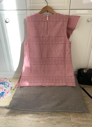 Блуза натуральная ted baker розовая нарядная с шикарной рюшей летняя7 фото