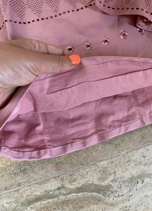 Блуза натуральная ted baker розовая нарядная с шикарной рюшей летняя8 фото