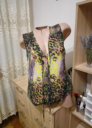 Яскрава шифонновая майка леопардовий принт,майка блуза леопардова