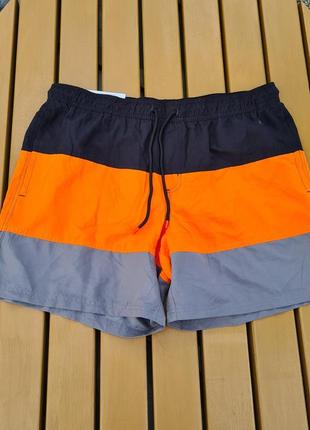 Чоловічі пляжні шорти livergy чорно-помаранчеві - розмір xl