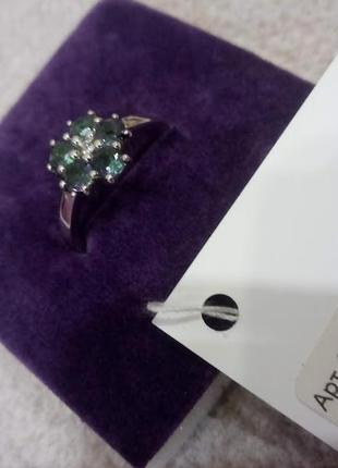 Серебряное кольцо с натуральным зеленым топазом мистик7 фото