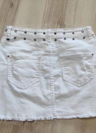 Белоснежная джинсовая юбка, стильная летняя джинсовая юбочка s-м7 фото