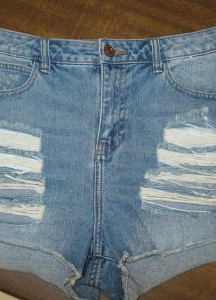 Модные высокие джинсовые шорты-рванки, размер 14 (наш 48-50)4 фото