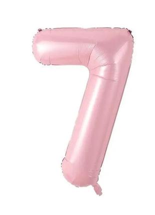Фольгована цифра 7 ніжно рожева (baby pink) 70 см