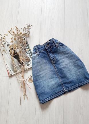 Базова джинсова спідничка на високій посадці h&m3 фото