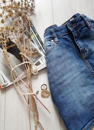 Базова джинсова спідничка на високій посадці h&m6 фото