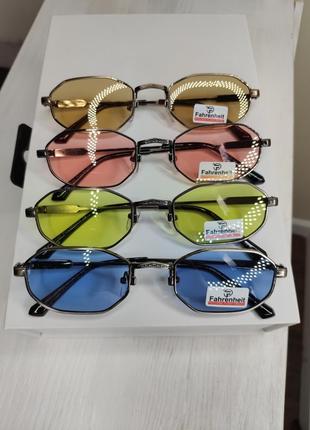 Солнцезащитные узкие фотохромные очки гексагон с поляризацией, окуляри хамелеон сонцезахисні