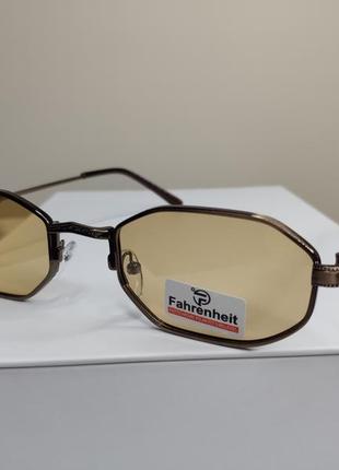 Солнцезащитные узкие фотохромные очки гексагон с поляризацией, окуляри хамелеон сонцезахисні1 фото