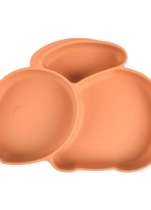 Тарелка силиконовая секционная на присоске зайчик оранжевая tsz0-y251 фото