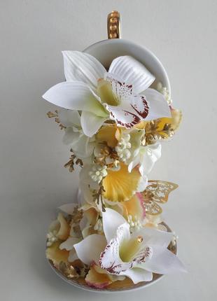 Паряща чашка сувенір подарунок декор статуетка квіти букет сувенір подарунок статуетка квіти9 фото