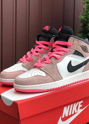 Женские высокие кожаные кроссовки nike air jordan retro#найк