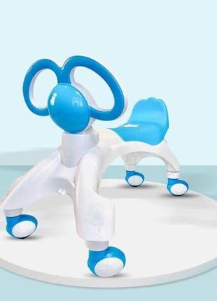 Ходунки – беговел четырёхколёсный с ушками-ручками baby walker smile каталка для малышей синие2 фото