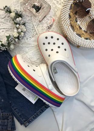 Сабо кроксы crocs platform rainbow (радуга)