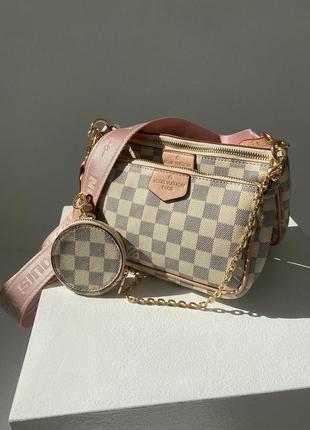 Сумка белая шахматка в стиле louis vuitton 🌸🌸🌸2 фото