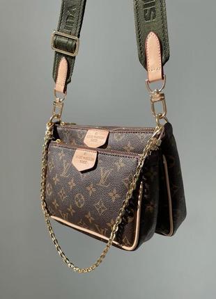 Сумка с зеленым ремнем в стиле louis vuitton 🍀