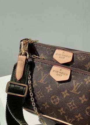 Сумка з зеленим паском в стилі louis vuitton 🍀5 фото