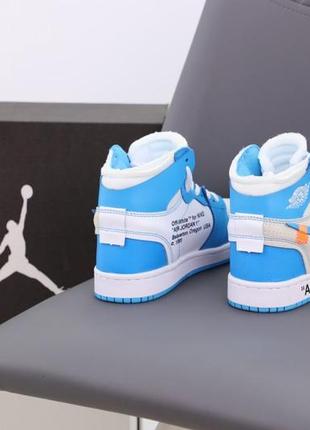 Женские кроссовки nike air jordan 1 mid blue white off white 36-37-38-39-403 фото